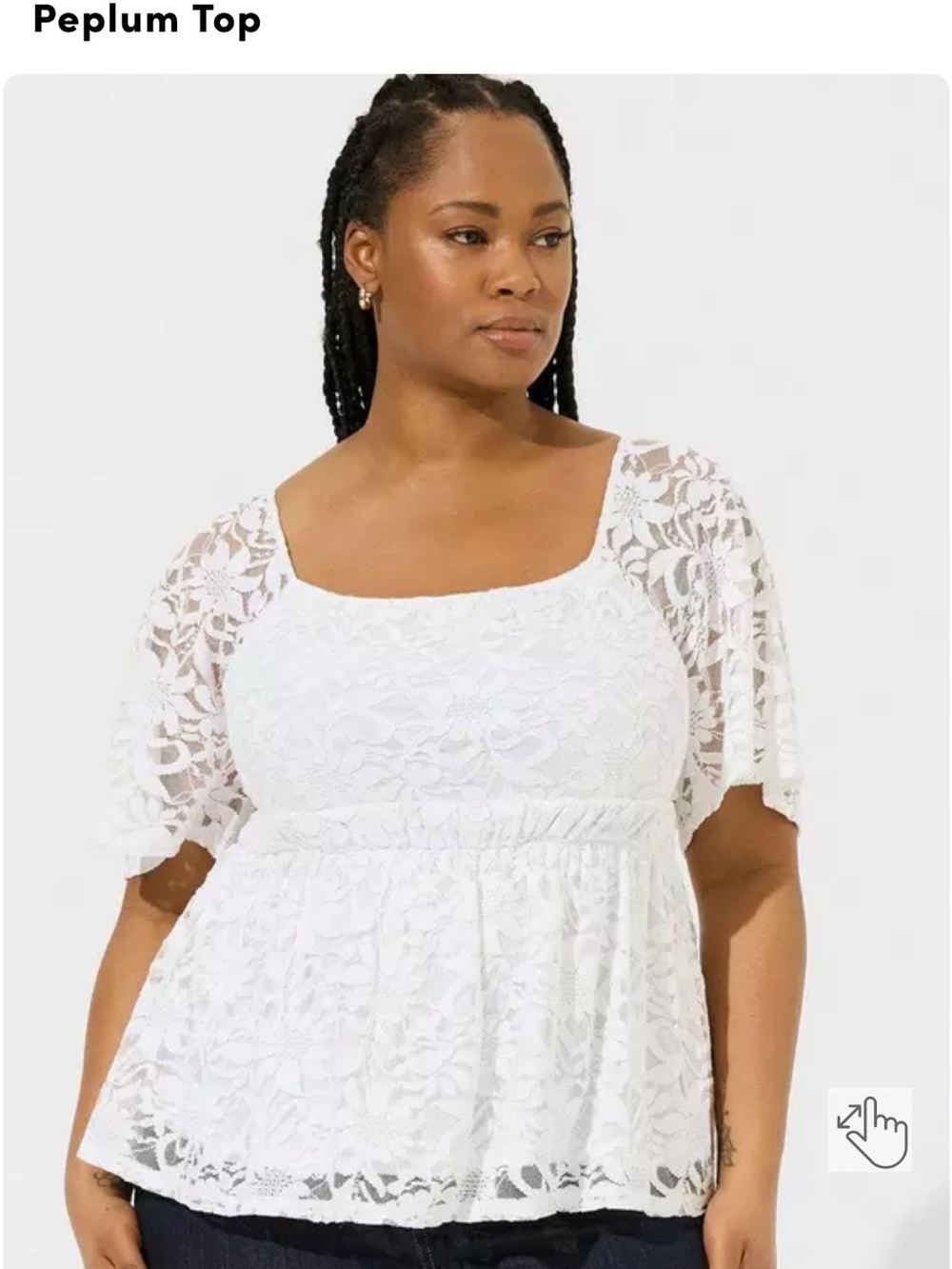 Torrid Stretch Lace Square Neck Lace Up Back Peplum Top